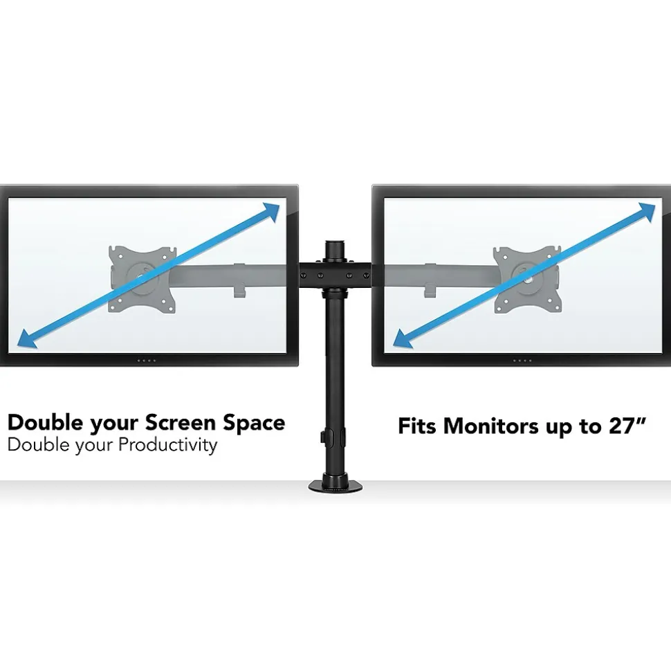 Dual Monitor Desk Mount for 13" to 27" Monitors, Black (MI-2772) | Mount-It! New