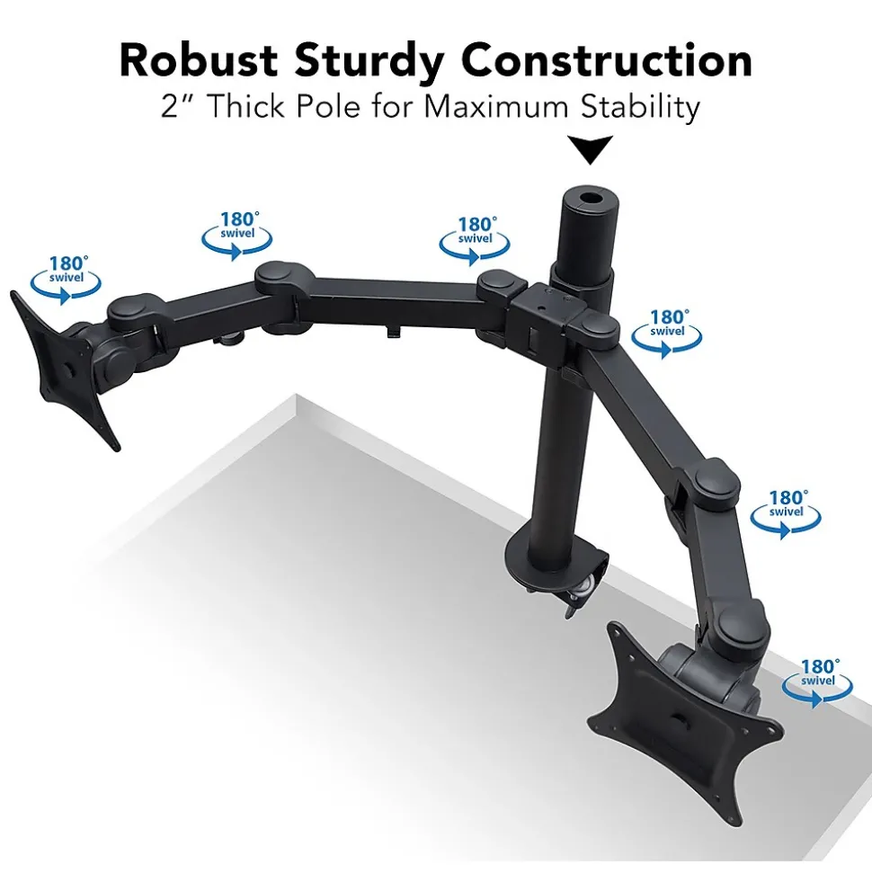 Dual Monitor Mount, Up To 27" Monitors, Black (MI-752) | Mount-It! Clearance