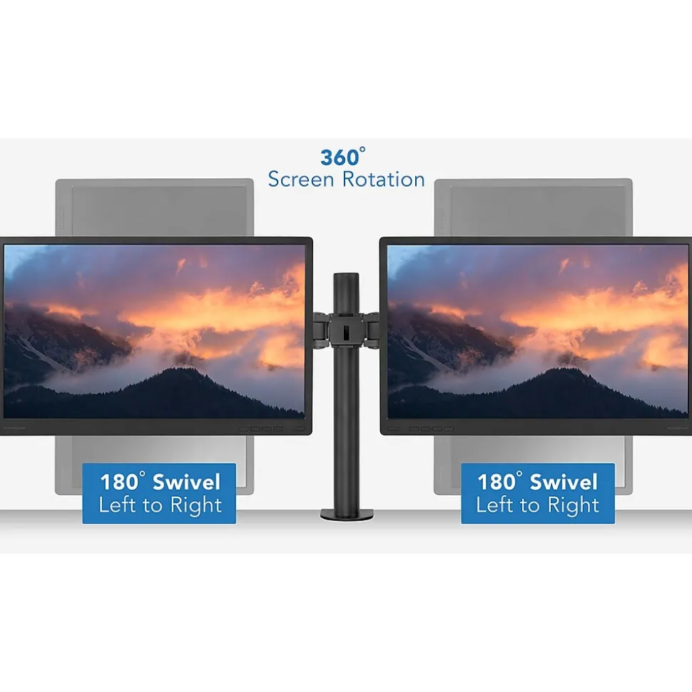 Dual Monitor Mount, Up To 27" Monitors, Black (MI-752) | Mount-It! Clearance