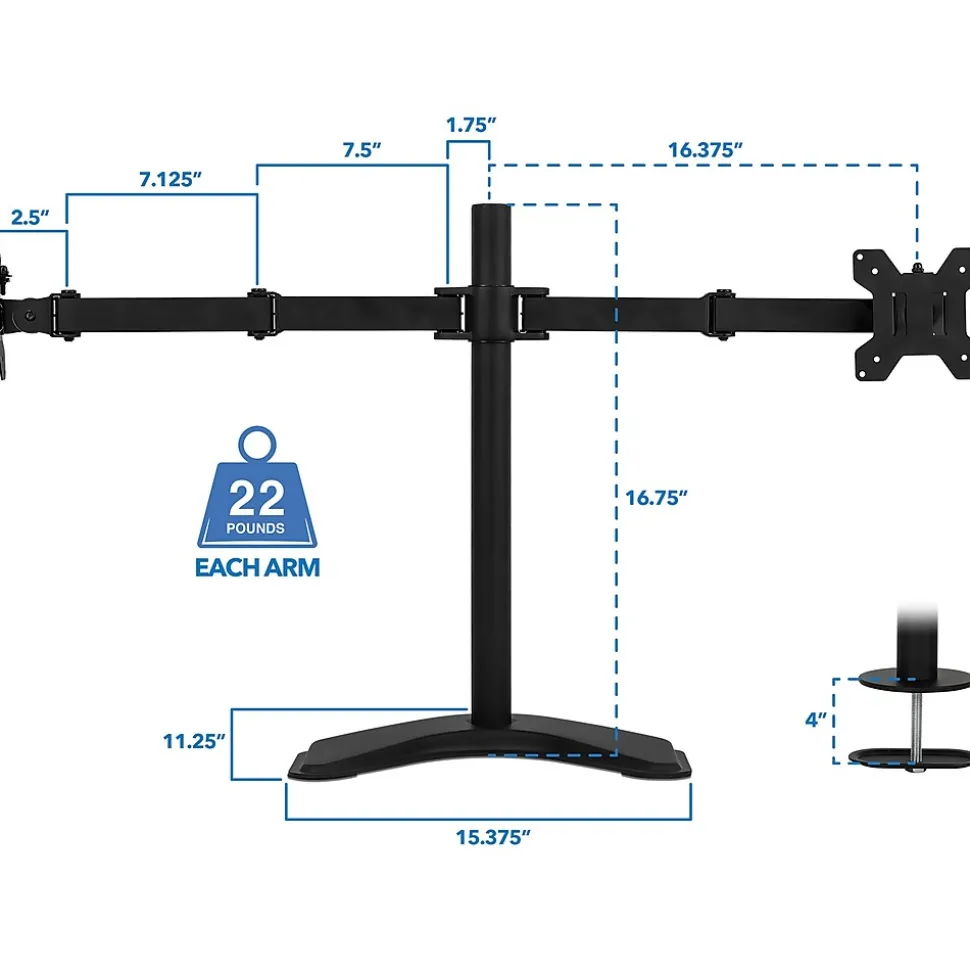 Dual Monitor Stand for 19"-32" Screens (MI-2781B) | Mount-It! Clearance