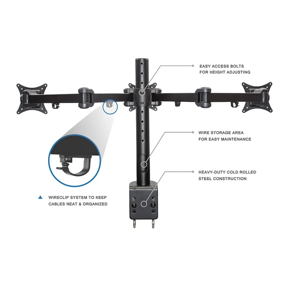 Full-Motion Triple Monitor Desk Mount for 13"-24" ' Screens (MI-753) | Mount-It! New