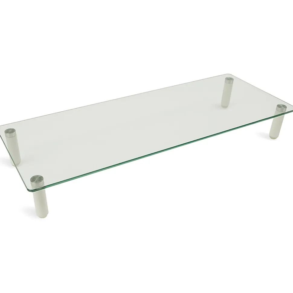 Glass Monitor Riser, 22" Wide, Clear (MI-7263) | Mount-It! Cheap