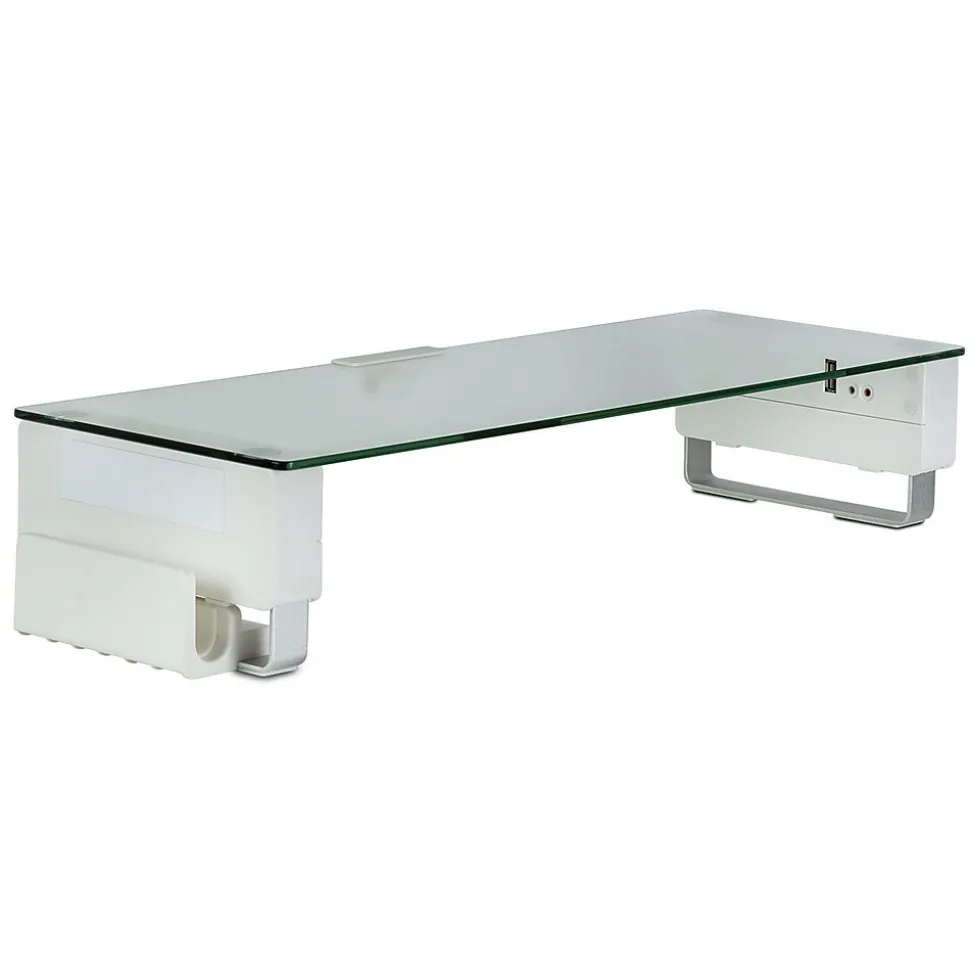 Tempered Glass Height Adjustable Monitor Riser With 3 USB Ports, Up to 32", (MI-7265) | Mount-It! Shop