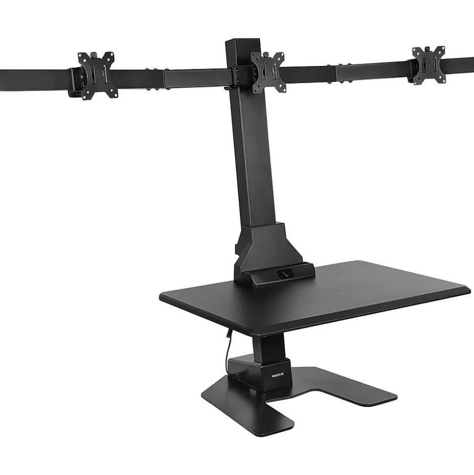 28"W Adjustable Triple Monitor Mount, Black (MI-7983) | Mount-It! Cheap