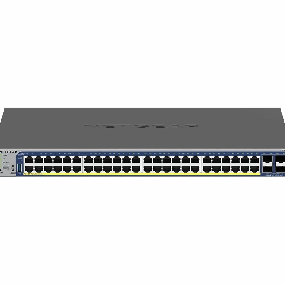 GS752TXPv3 48-Port Gigabit Ethernet PoE Managed Switch, Gray (GS752TXP-300NAS) | Netgear Fashion