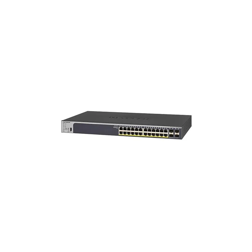 GS728TXPv3 24-Port Gigabit Ethernet PoE+ Managed Switch, Gray (GS728TXP-300NAS) | Netgear Store