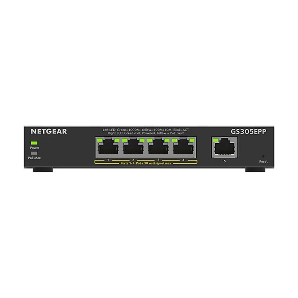 Plus 5-Port Gigabit Ethernet Managed Switch, 10/100/1000 Mbps (GS305EPP-100NAS) | Netgear Clearance