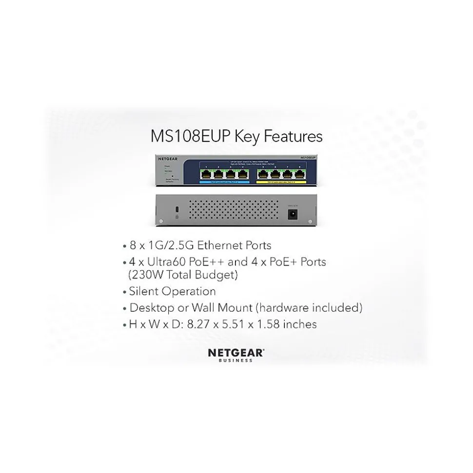 Plus 8-Port Gigabit Ethernet Managed Switch, Gray (MS108EUP-100NAS) | Netgear Sale
