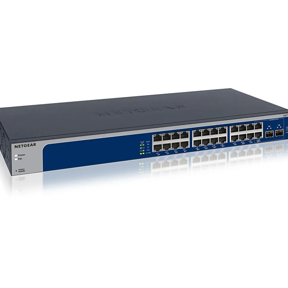 24-Port Gigabit Ethernet Managed Switch, Blue/Gray (XS724EM-100NAS) | Netgear New