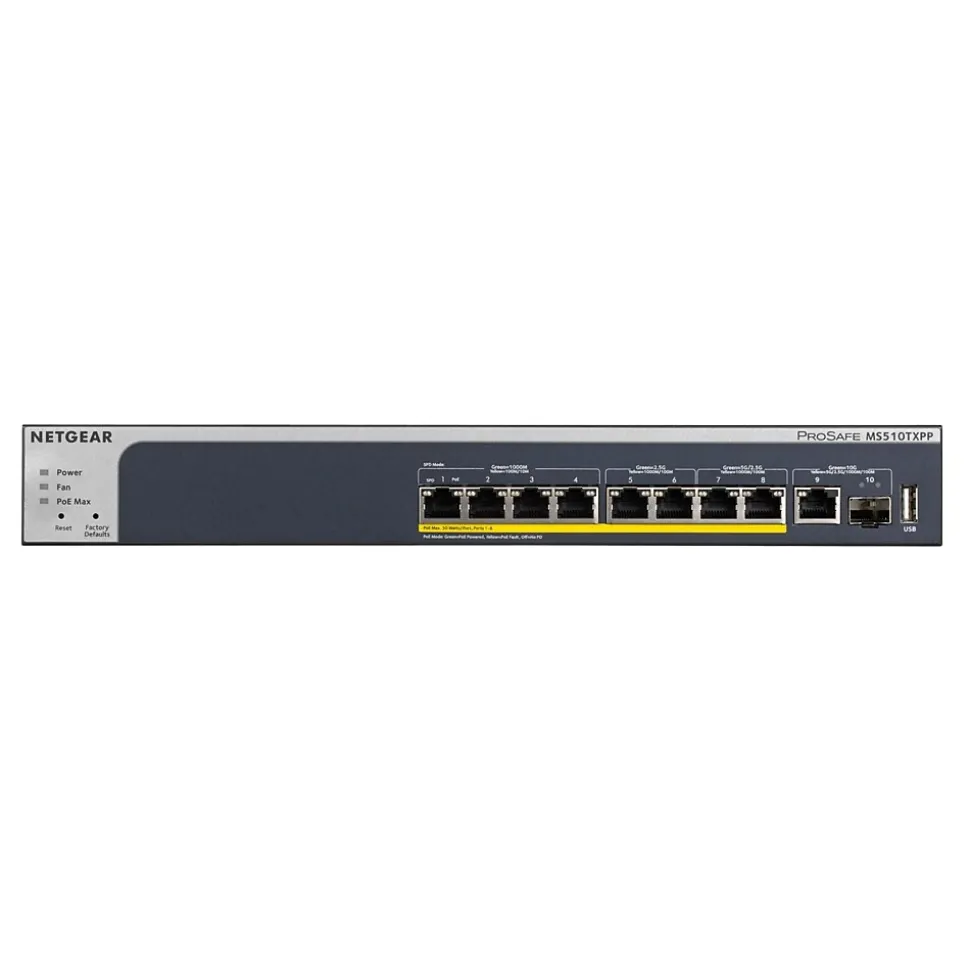 10-Port Gigabit Ethernet Smart Switch, Blue (MS510TXPP-100NAS) | Netgear New