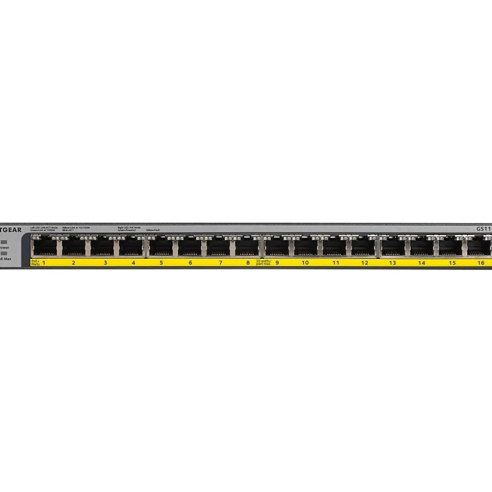 16-Port PoE/PoE+ Gigabit Ethernet Unmanaged Switch (GS116LP-100NAS) | Netgear New