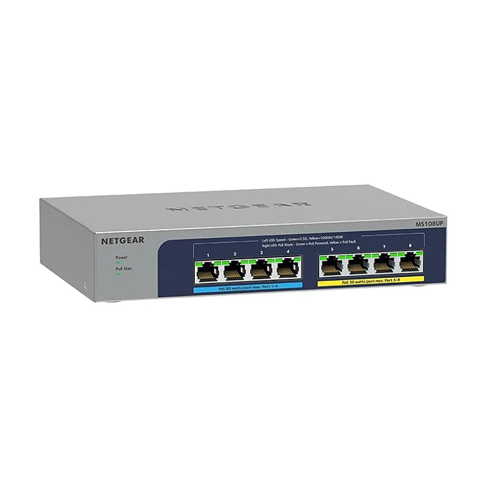 8-Port Unmanaged Switch, Gray (MS108UP-100NAS) | Netgear New