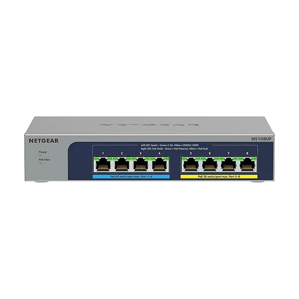 8-Port Unmanaged Switch, Gray (MS108UP-100NAS) | Netgear New