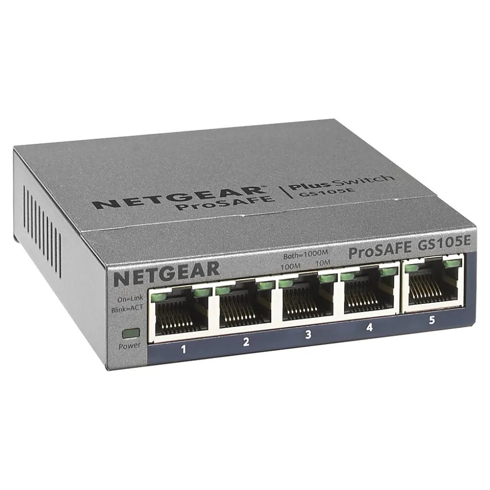 ProSafe 5-Port Gigabit Ethernet Smart Switch, Gray (GS105E-200NAS) | Netgear Sale