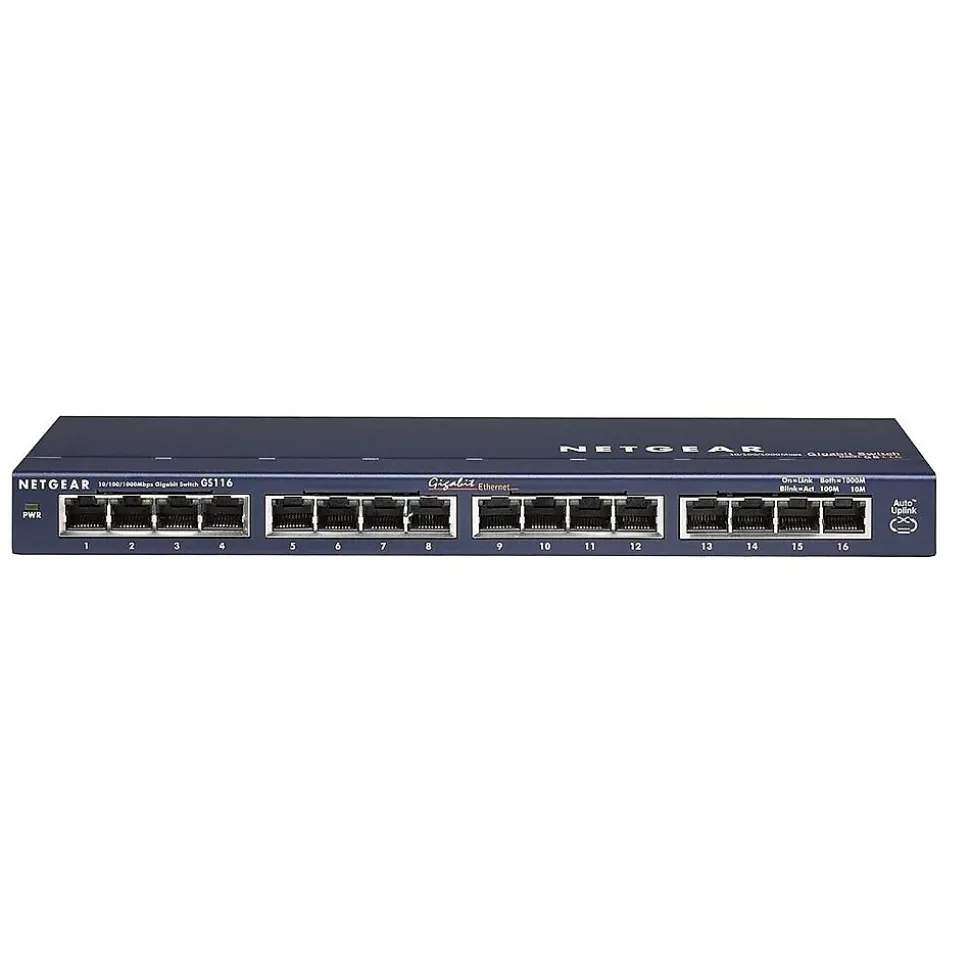 ProSAFE 16-Port Gigabit Ethernet Unmanaged Switch, 10/100/1000 Mbps, Blue (GS116NA) | Netgear Shop