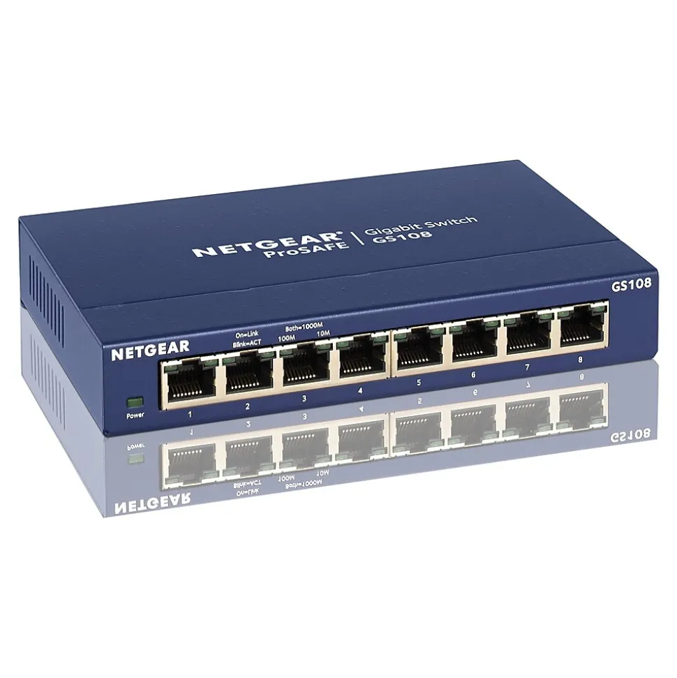 ProSAFE 8-Port Gigabit Ethernet Unmanaged Switch, 10/100 Mbps, Blue (GS108-400NAS) | Netgear Shop
