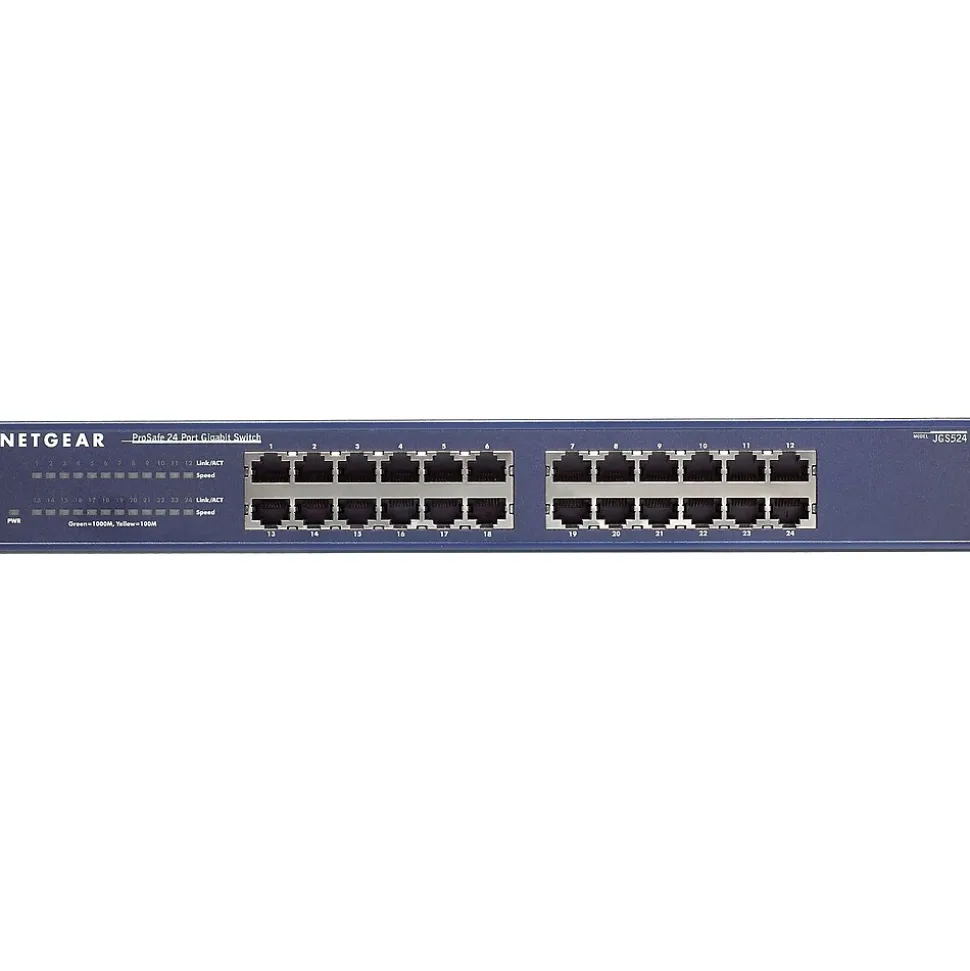 ProSAFE 24-Port Gigabit Ethernet Unmanaged Switch, 10/100/1000 Mbps, Blue (JGS524NA) | Netgear Outlet