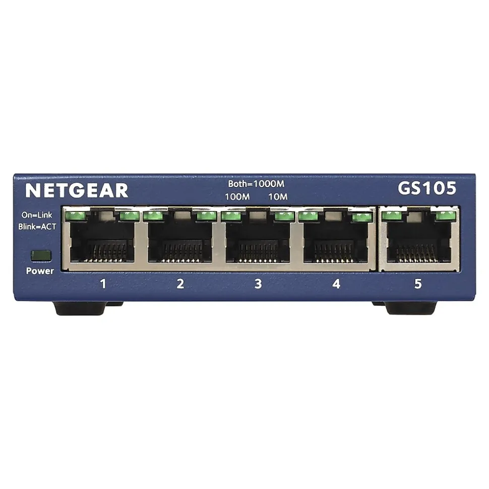 ProSAFE 5-Port Gigabit Ethernet Unmanaged Switch, Blue (GS105NA) | Netgear New