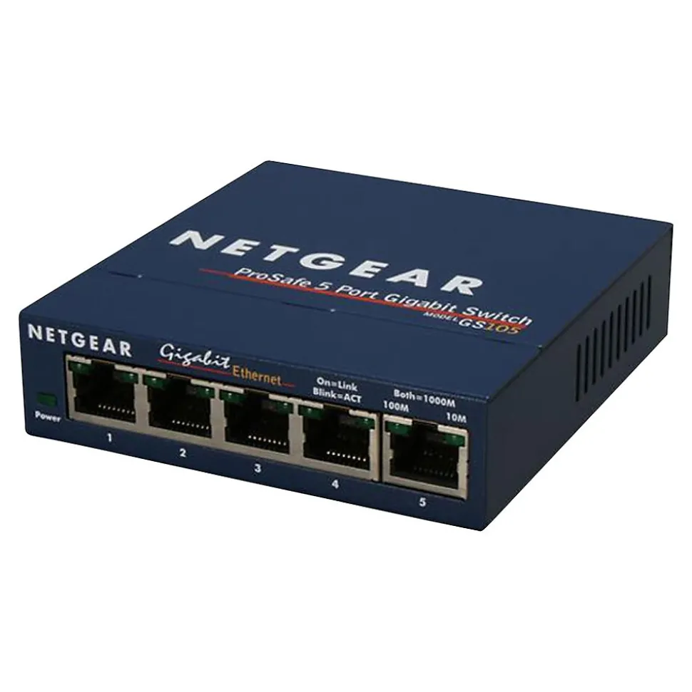 ProSAFE 5-Port Gigabit Ethernet Unmanaged Switch, Blue (GS105NA) | Netgear New