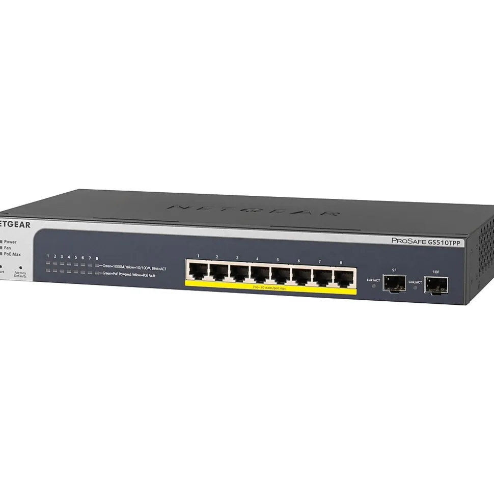 Smart 8-Port Gigabit Ethernet Smart Switch, Grey (GS510TPP-100NAS) | Netgear Best Sale