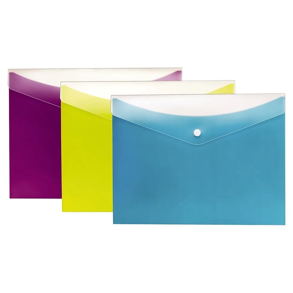 Dual-Pocket Snap Envelopes, Letter Size, Assorted Colors, 3/Pack (PFX 95569) | Pendaflex Online