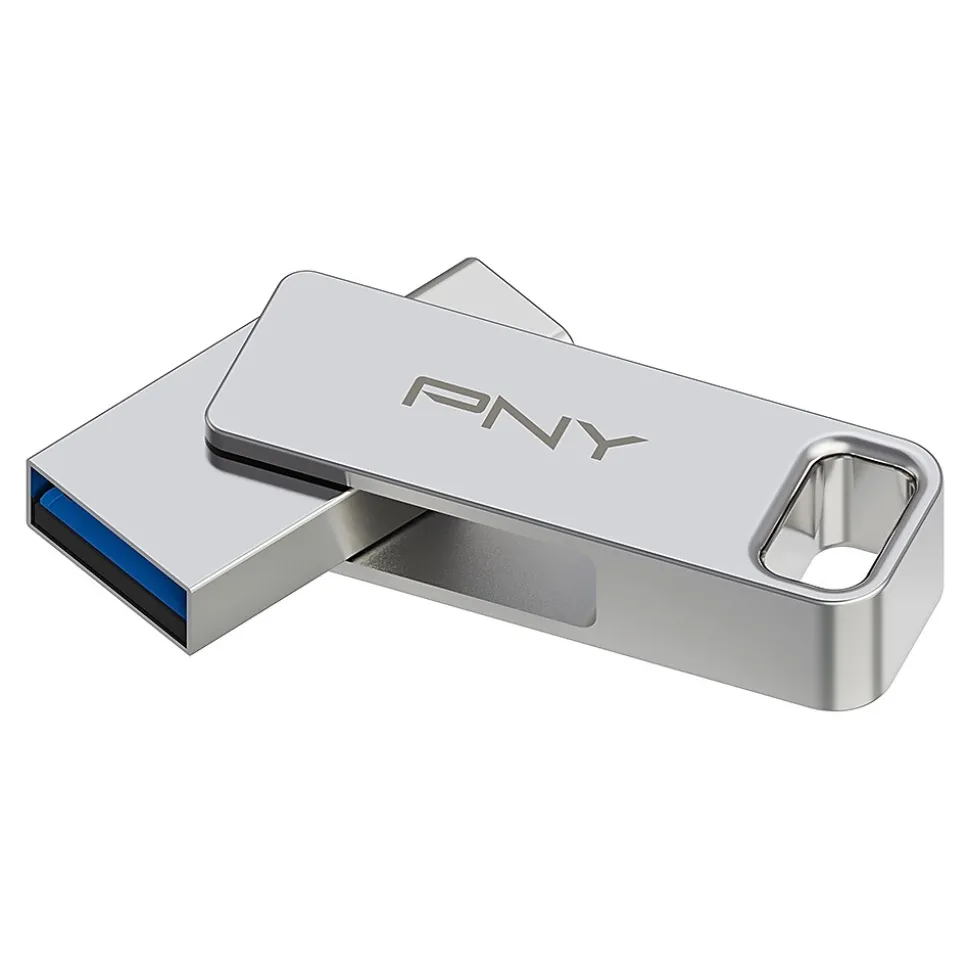 DUO LINK Dual 64GB USB 3.2 Type C Flash Drive, Silver (P-FDI64GDULINKT) | PNY Fashion