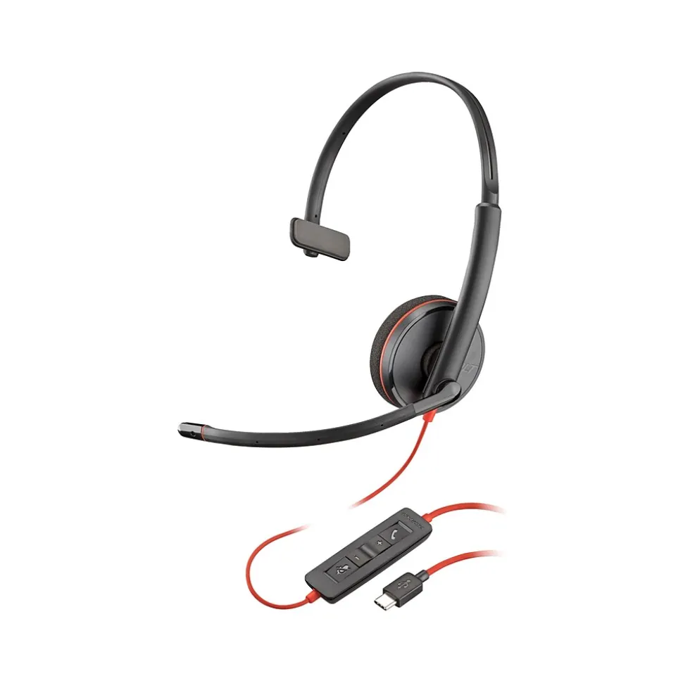 Blackwire 3210 Mono Headset, USB-C/USB-A, UC Certified, Bulk (8X214A6) | Poly Online