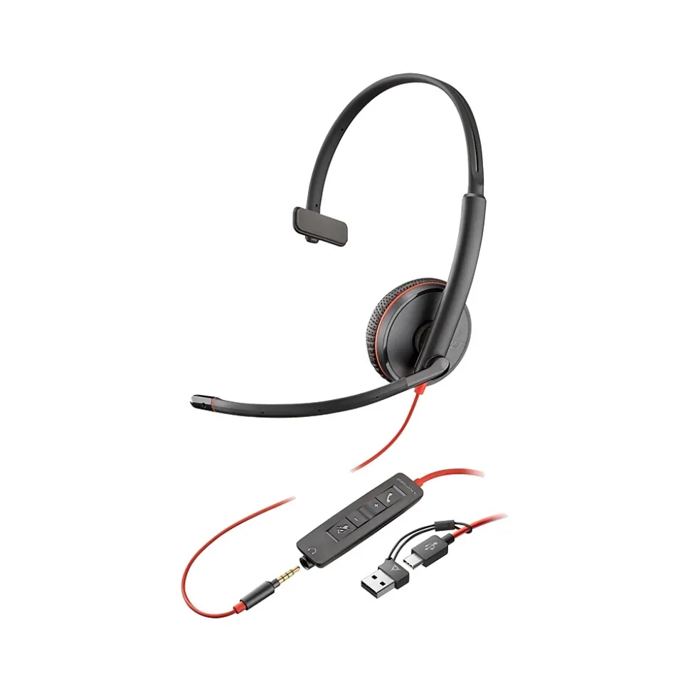 Blackwire 3215 Mono Headset, USB-C/USB-A/3.5mm, UC Certified, Bulk (8X227A6) | Poly Clearance