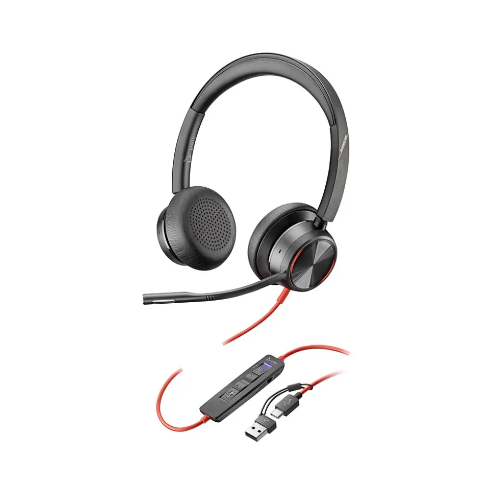 Blackwire 8225 Noise Canceling Stereo Headset, USB-C/USB-A, UC/MS Certified (8X225AA) | Poly Fashion