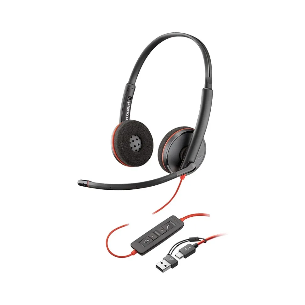 Blackwire 3220 Stereo Headset, USB-C/USB-A, UC Certified, Bulk (8X2J9A6) | Poly Shop