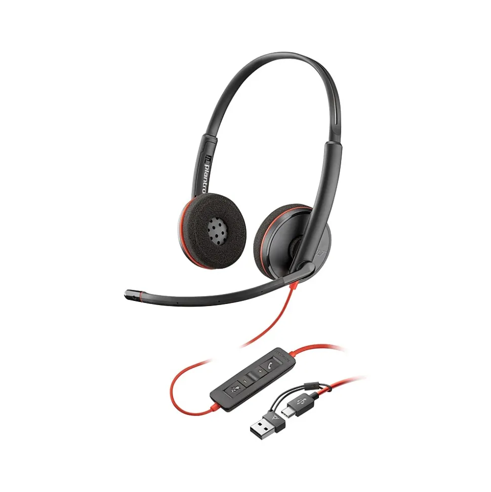 Blackwire 3220 Stereo Headset, USB-C/USB-A, UC Certified (8X228AA) | Poly Hot