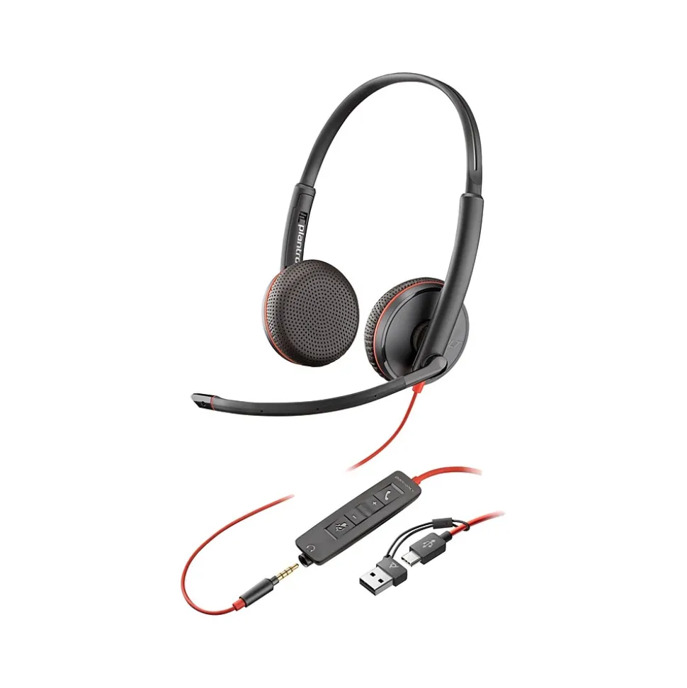 Blackwire 3225 Stereo Headset, USB-C/USB-A/3.5mm, UC Certified, Bulk (8X229A6) | Poly Flash Sale