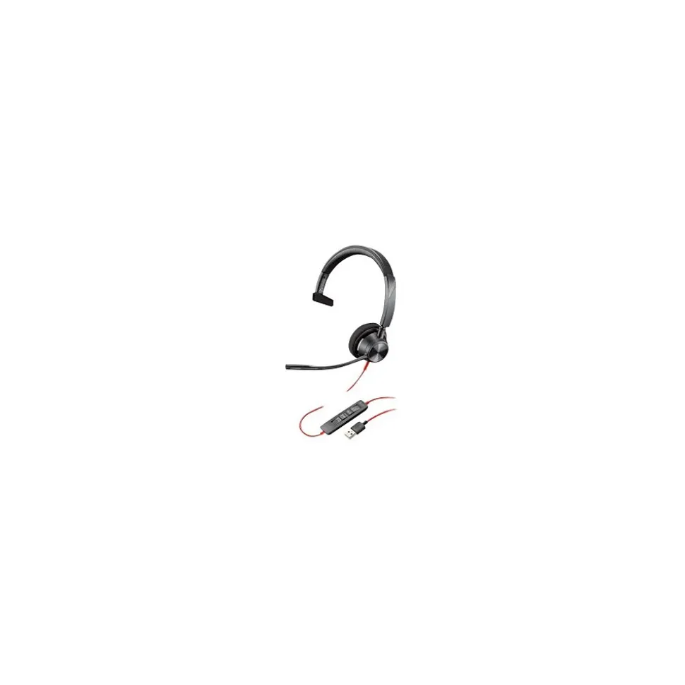 Blackwire 3310 Wired Mono On Ear Computer Headset, Black (213928-01) | Poly Online