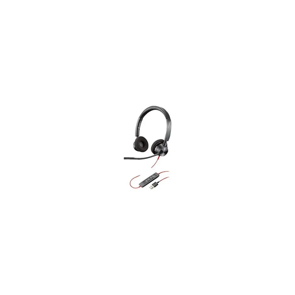 Blackwire 3320 Wired Stereo On Ear Computer Headset, Black (213934-01) | Poly Clearance