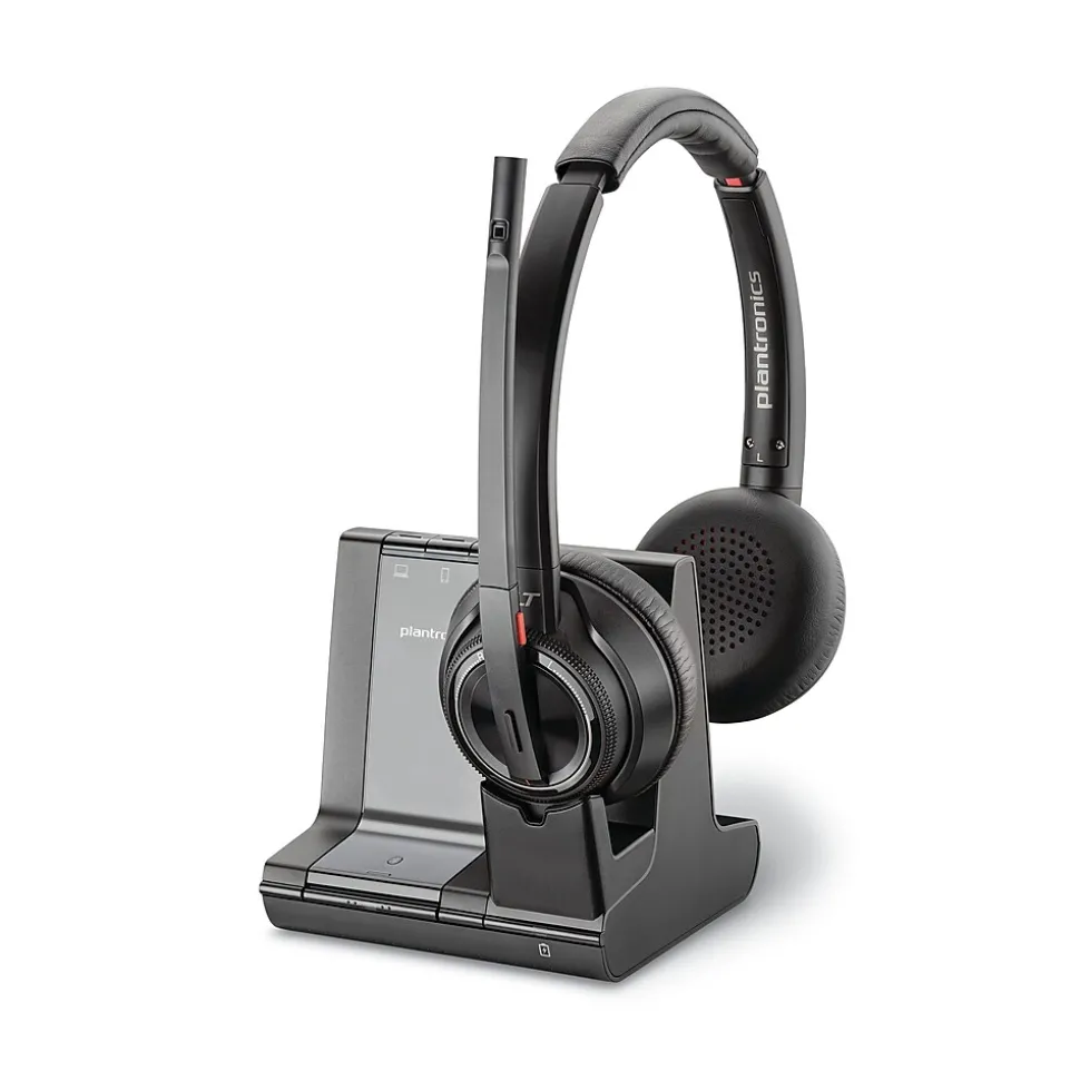 Savi 8200 Series W8220-M Wireless Noise Canceling Stereo Headset, Over-the-Head, Black (7S4B6AA#ABA) | Poly New
