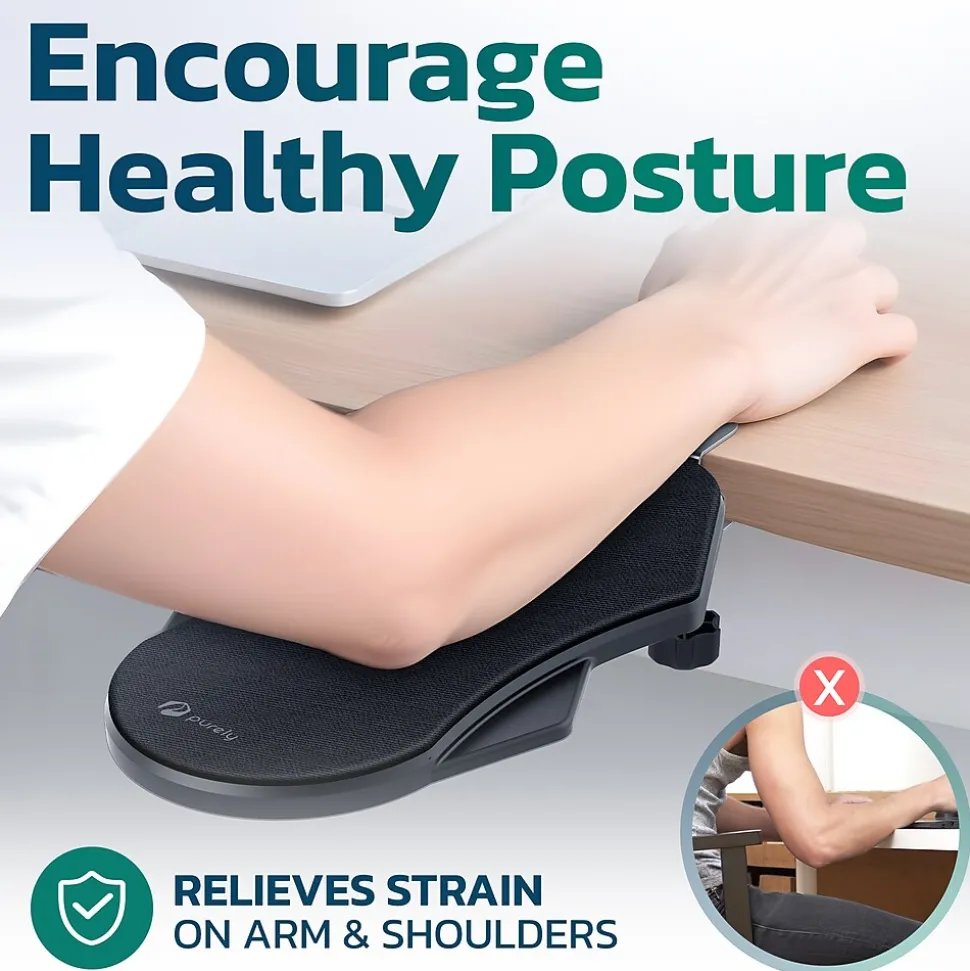 E5720 Ergonomic Arm/Elbow Support Rest for Desk, Computer Desk Arm Extender, Black (PARE5720) | Purely Cheap