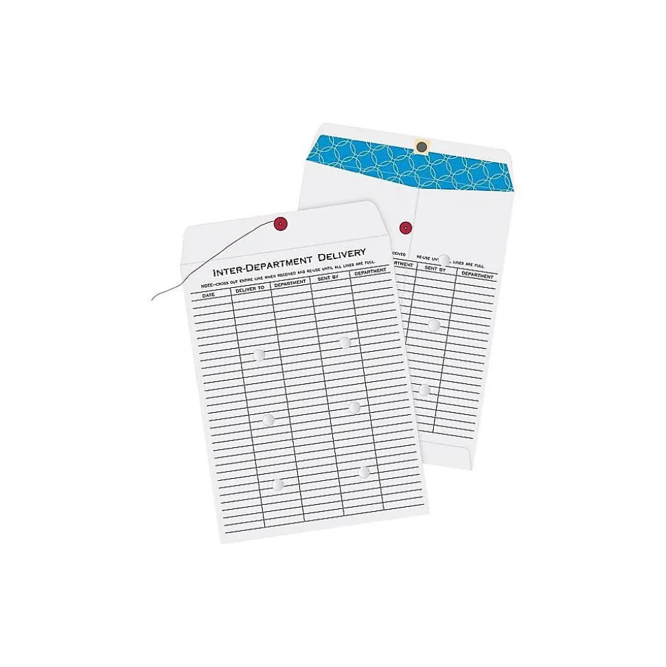 Button & String Inter-Departmental Envelope 10" x 13", White Wove, 100/Box (QUA63663) | Quality Park Discount