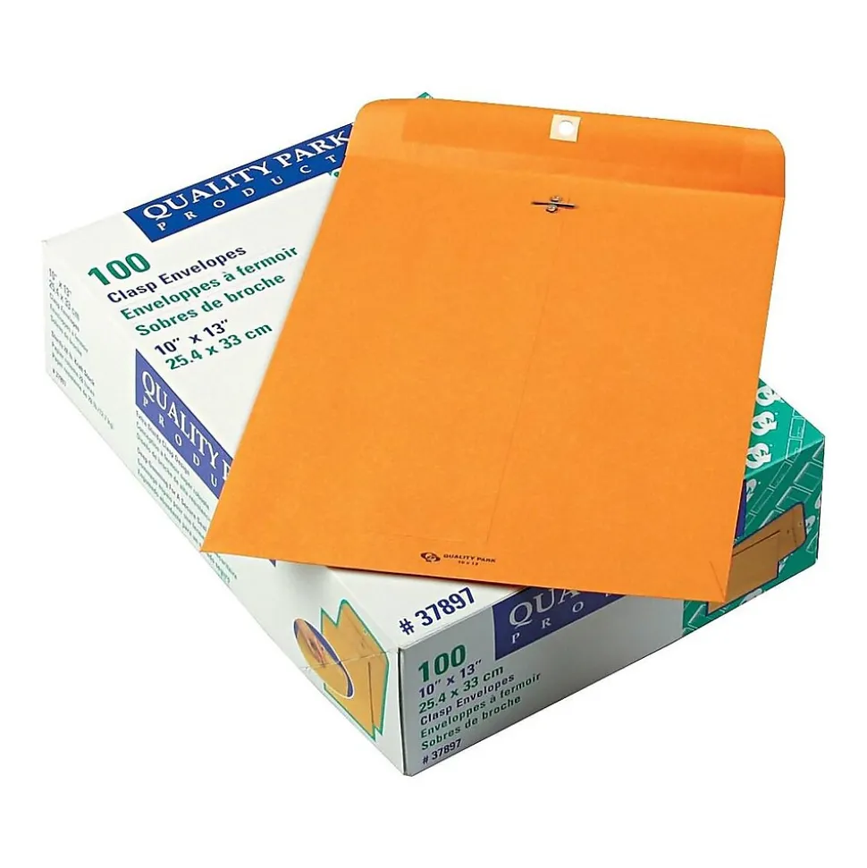 Clasp & Moistenable Glue Kraft Catalog Envelopes, 10" x 13", Brown Kraft, 100/Box (QUA37897) | Quality Park Flash Sale