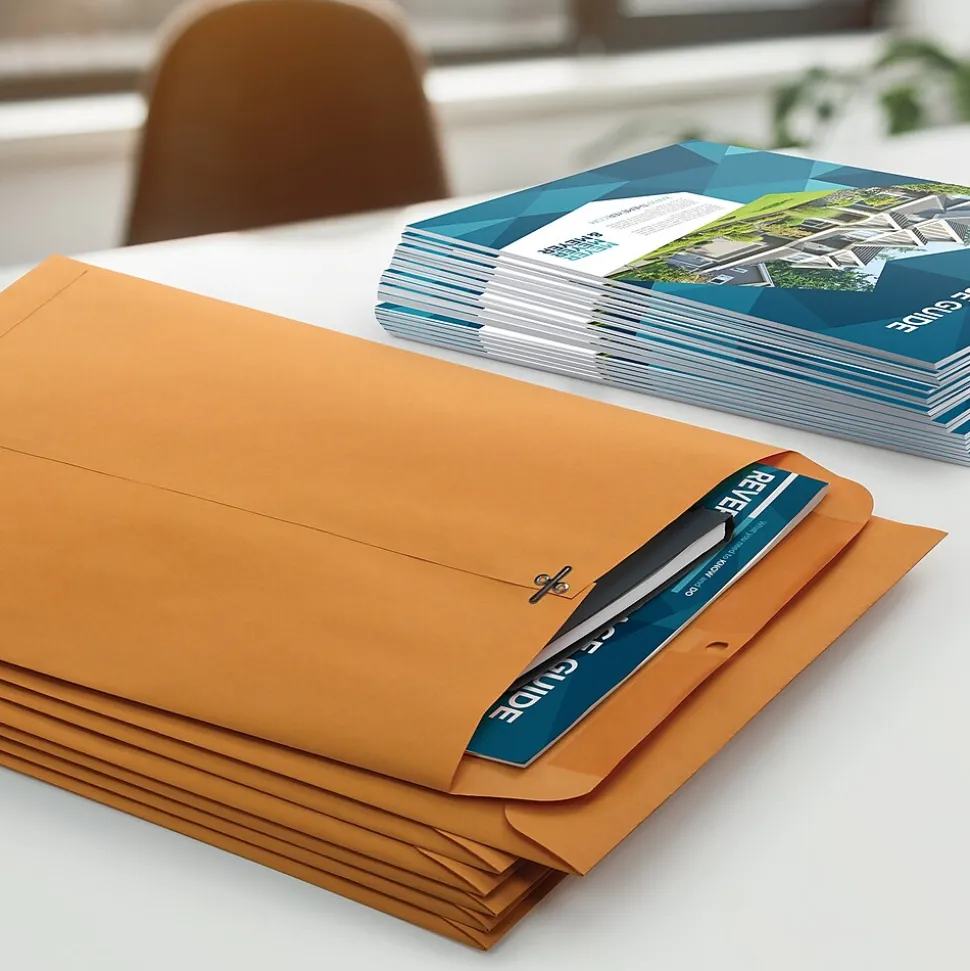 Clasp & Moistenable Glue Kraft Catalog Envelopes, 9" x 12", Kraft, 100/Box (QUA37790) | Quality Park Flash Sale