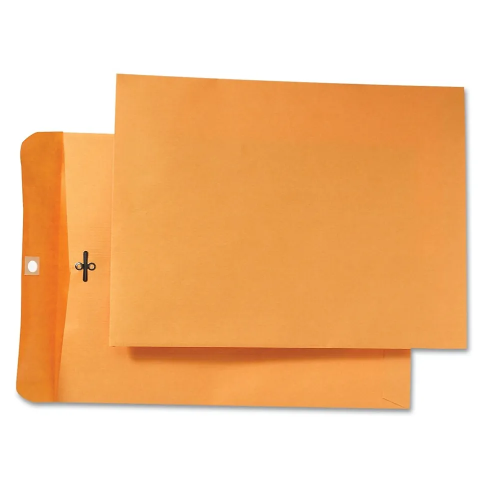 Clasp & Moistenable Glue Nonstandard Kraft Catalog Envelope, 9" x 12", Brown, 100/Box (QUA43090) | Quality Park Online