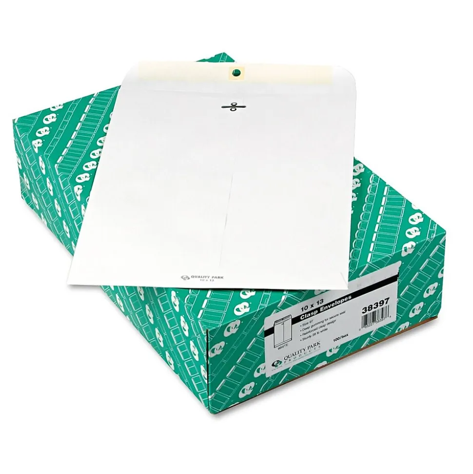 Clasp Catalog Envelope 10" x 13", White, 100/Box (QUA38397) | Quality Park Online