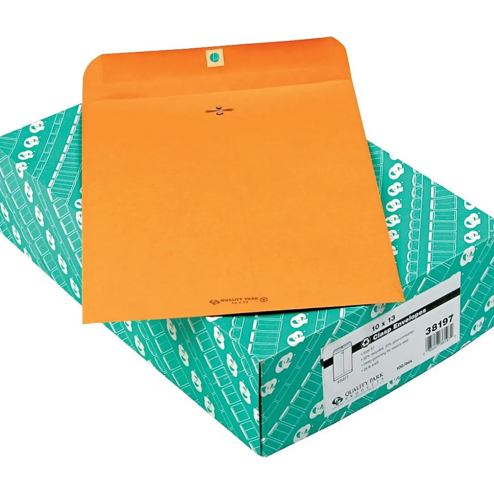 Clasp Nonstandard Kraft Catalog Envelope, 10" x 13", Light Kraft, 100/Box (QUA38197) | Quality Park Online