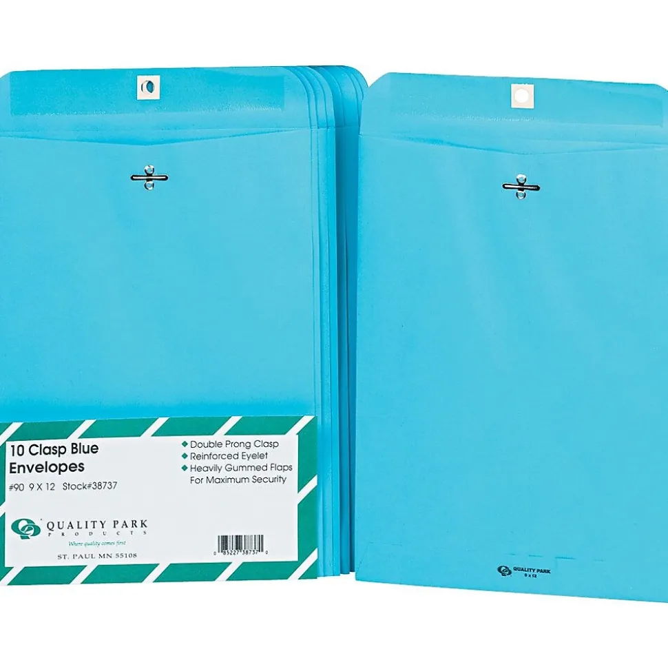 Fashion Clasp & Moistenable Glue Catalog Envelope, 9" x 12", Blue, 10/Pack (38737) | Quality Park Cheap