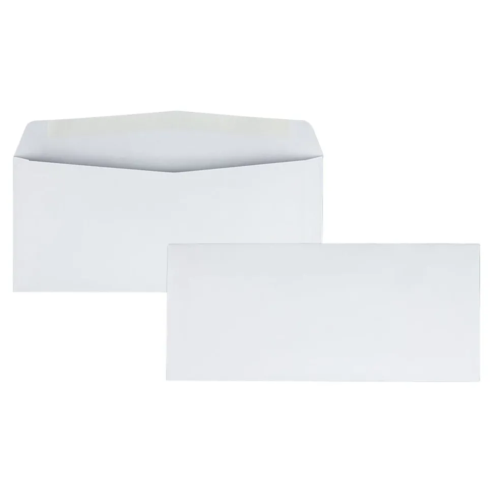 Gummed #10 Business Envelopes, 4 1/8" x 9 1/2", White Wove, 1000/Carton (QUA90020B) | Quality Park Fashion