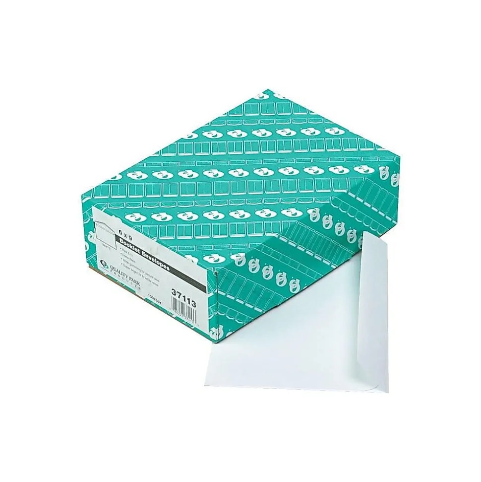 Gummed Booklet Envelopes, 6" x 9", White Wove, 100/Box (QUA37113) | Quality Park Cheap