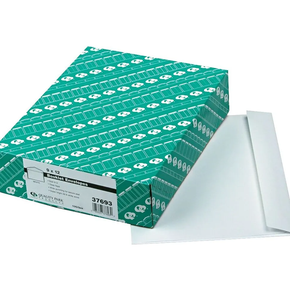 Gummed Catalog Envelope, 9" x 12", Woven White, 100/Box (37693) | Quality Park Cheap