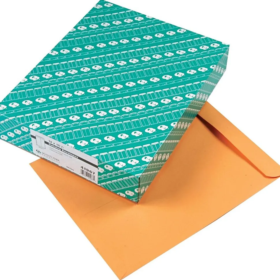 Gummed Kraft Catalog Envelope, 12" x 15 1/2", Light Kraft, 100/Box (41967) | Quality Park Hot