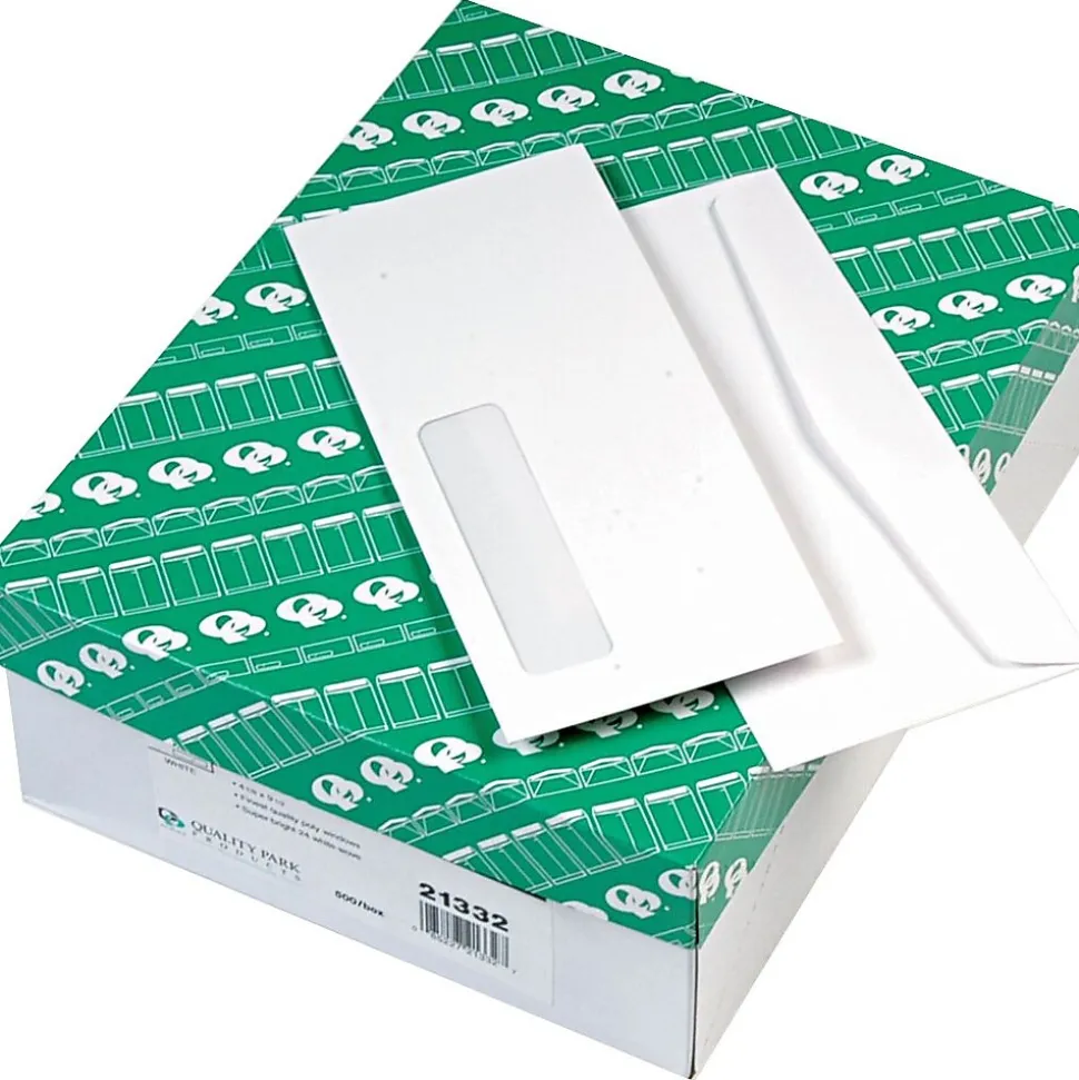 Gummed Right Window #10 Envelopes 4 1/8" x 9 1/2", White, 500/Bx | Quality Park Best Sale