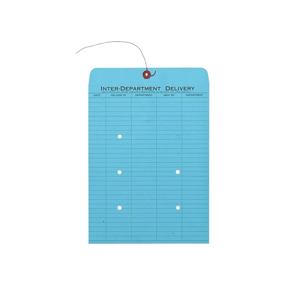 Kraft Button & String Inter-Departmental Envelope 10" x 13", Blue, 100/Carton (QUA63577) | Quality Park Sale