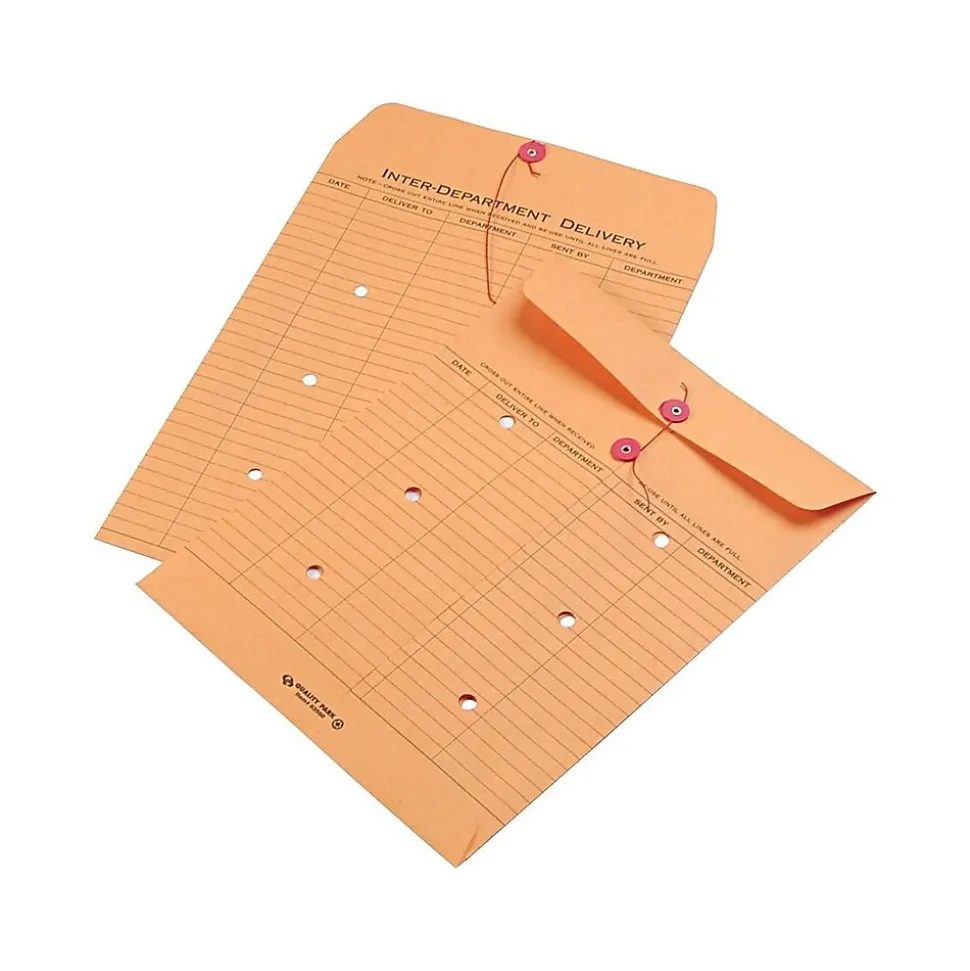 Kraft Button & String Inter-Departmental Envelope 10" x 13", Brown, 100/Box (QUA63560) | Quality Park Sale